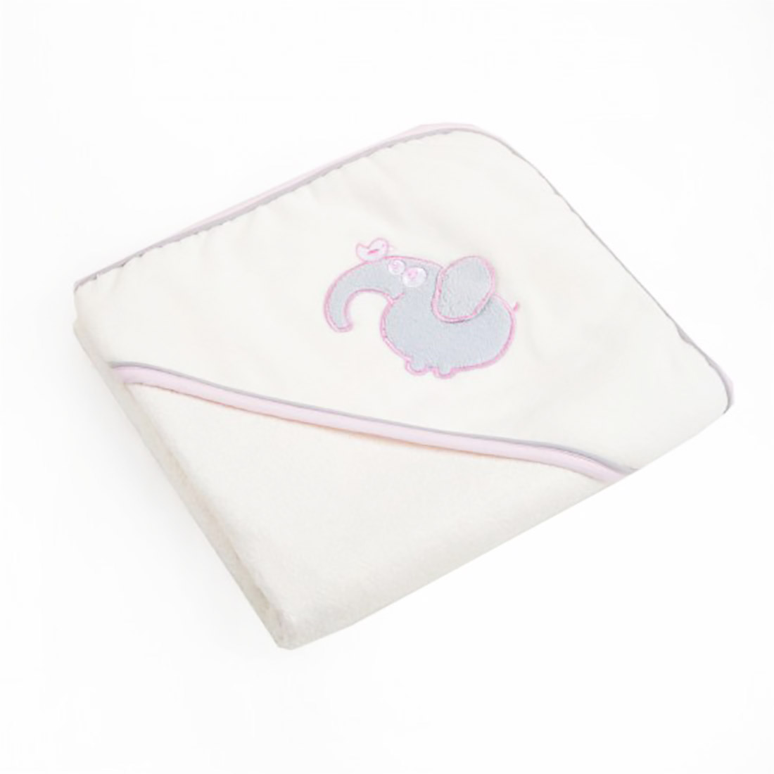 OrganicEra Organic Baby Hooded Towel, Pink Elephant