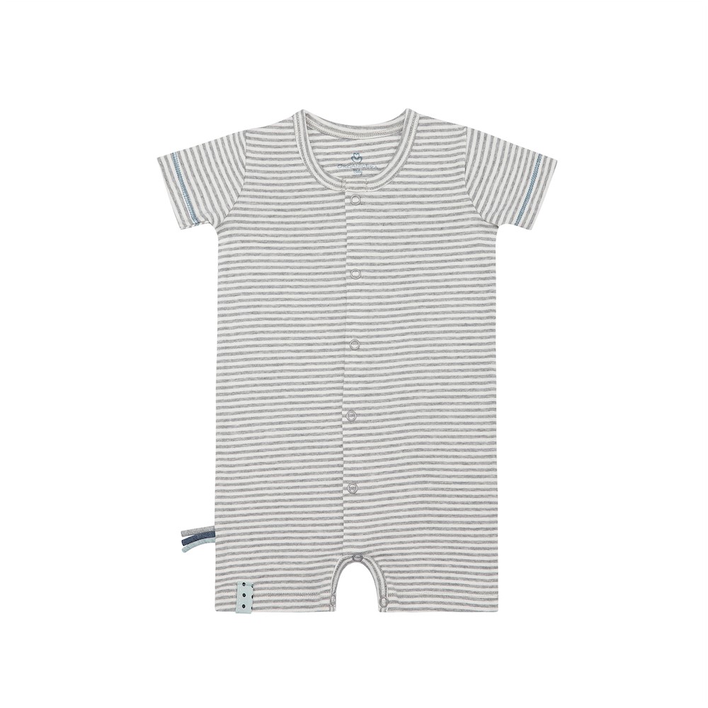 OrganicEra Organic Romper, Grey Striped