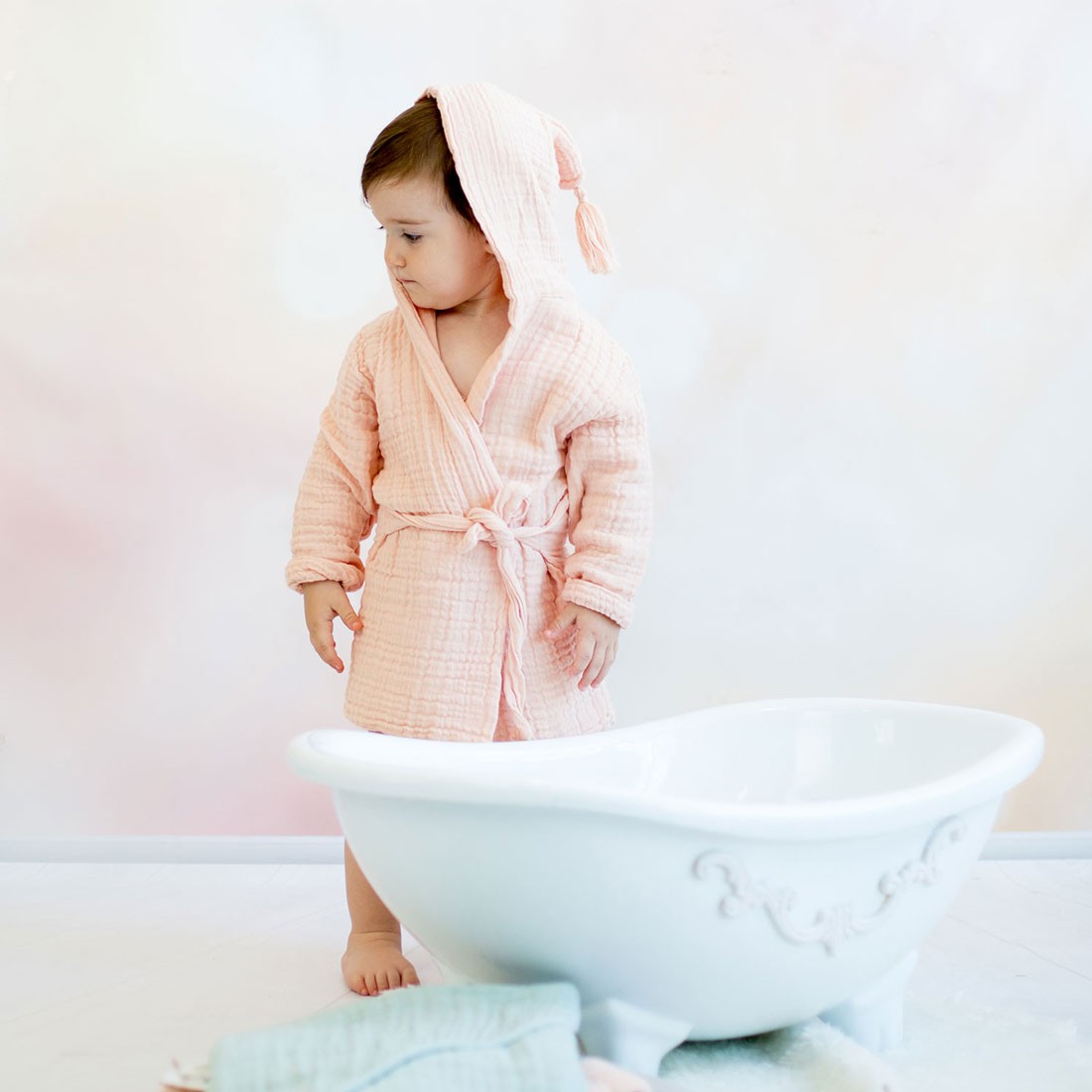 OrganicEra Organic Muslin Baby Bathrobe (1-2 Years ) Coral