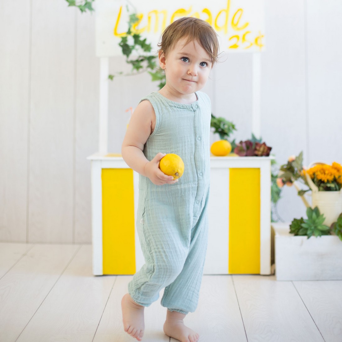 OrganicEra Organic Muslin Overall, Mint