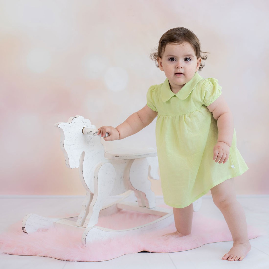 OrganicEra Organic Cotton& Hemp  Baby Dress, Apple Green